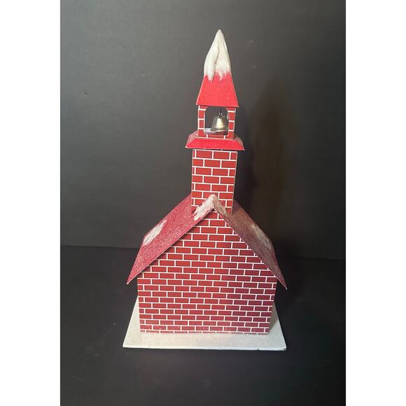Large 15" Ebenezer & Co. Lighted Church Christmas Paper House Red Brick Deer - Picture 6 of 8